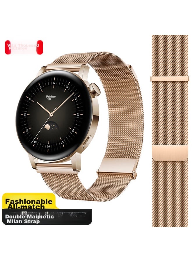 Wei Qiantu Weiqianto متوافق مع سوار Huawei Watch Band، حزام معدني مغناطيسي ميلاني لـ GT3/GT2/GT3 Pro/20 مم، ستايل نسائي، مناسب عالميًا لقرص 42/43 مم - Image 1