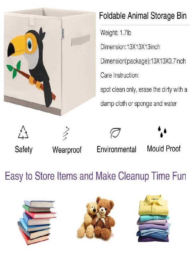 CLCROBD CLCROBD Foldable Animal Cube Storage Bins Fabric Toy Box/Chest/Organizer for Kids Nursery, 13 inch (Toucan)  - Image 2
