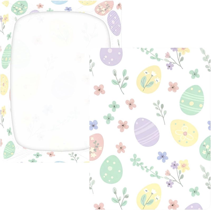 xigua Easter Egg Baby Crib Sheets, Super Soft Combed Cotton Fitted Sheets, Breathable Skin-Friendly Baby Sheets for Standard Crib and Toddler Mattress & Playard, 52x28x9 Inch - Image 3