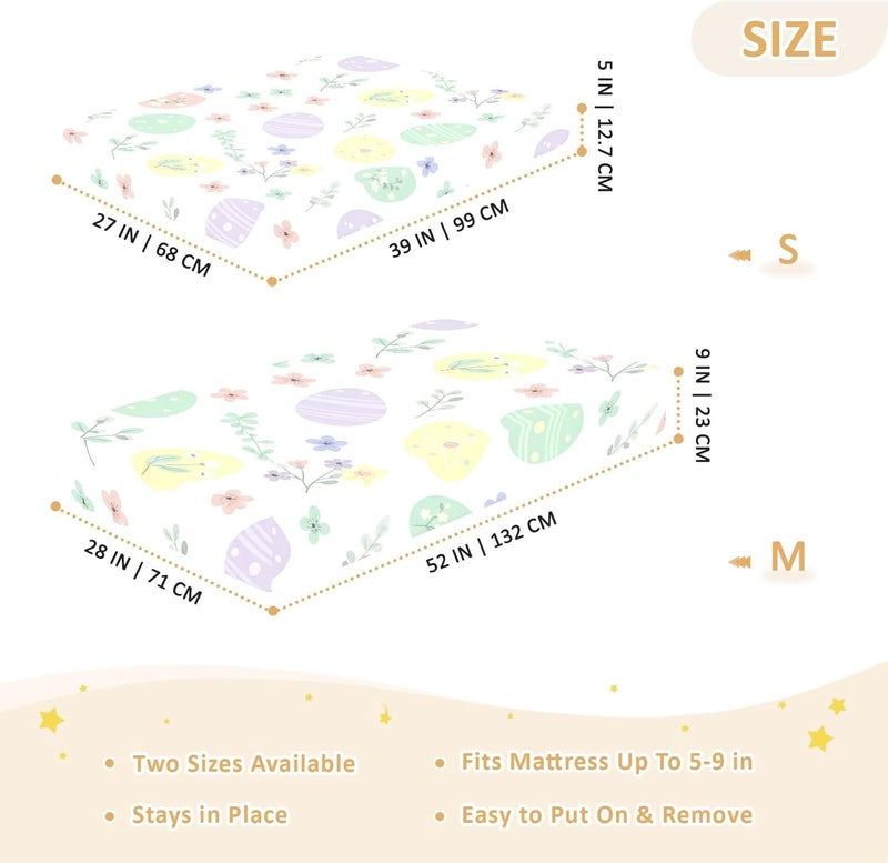xigua Easter Egg Baby Crib Sheets, Super Soft Combed Cotton Fitted Sheets, Breathable Skin-Friendly Baby Sheets for Standard Crib and Toddler Mattress & Playard, 52x28x9 Inch - Image 4