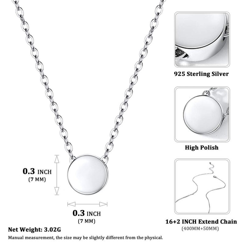ChicSilver 925 Sterling Silver Dot Necklace for Women Round Sterling Silver Pendant Necklace for Women - Image 4