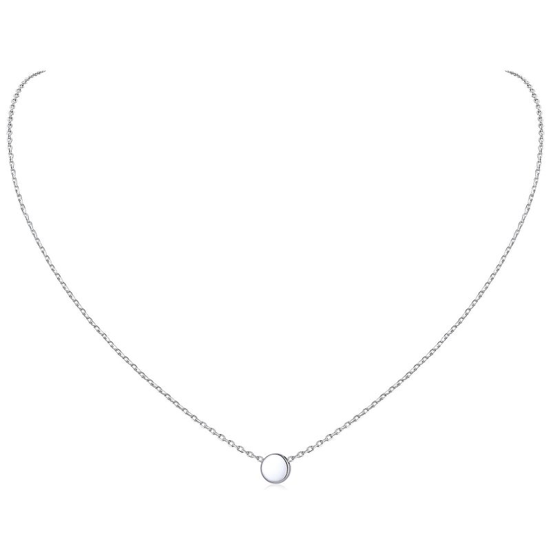 ChicSilver 925 Sterling Silver Dot Necklace for Women Round Sterling Silver Pendant Necklace for Women - Image 1