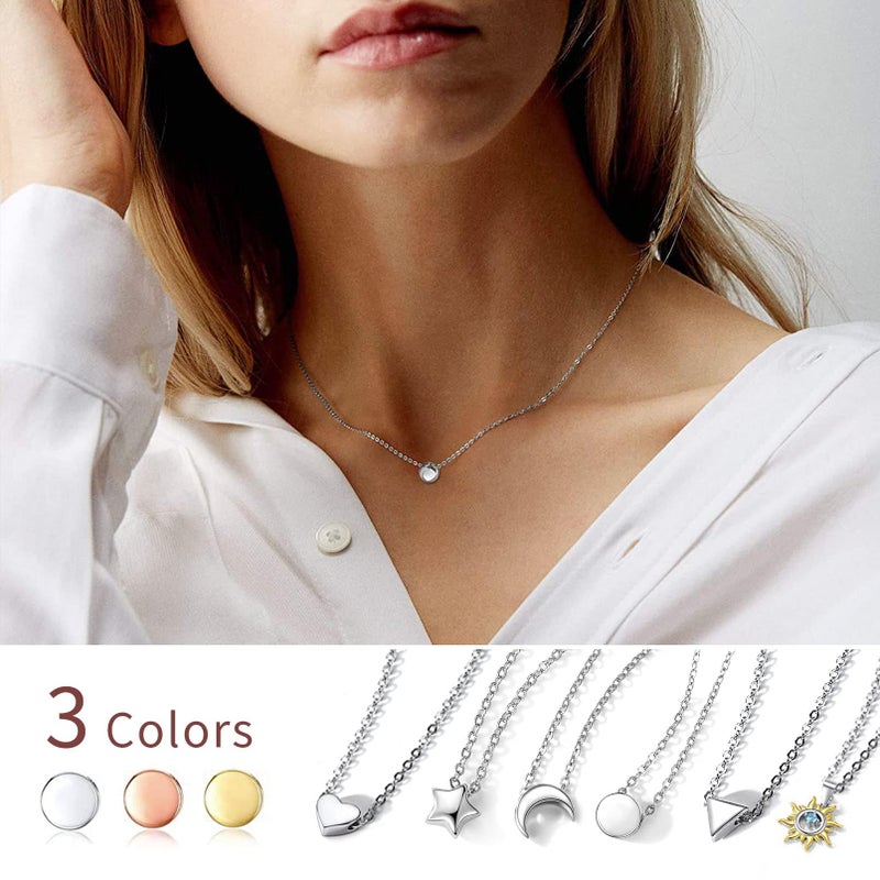 ChicSilver 925 Sterling Silver Dot Necklace for Women Round Sterling Silver Pendant Necklace for Women - Image 3
