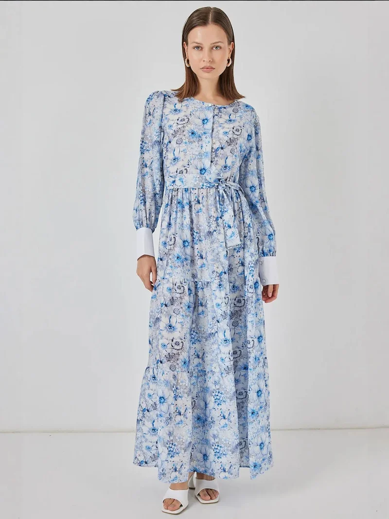 بيغ دارت فستان ماكسي بنقوشات من مزيج الفيسكوز مع إغلاق بأزرار من