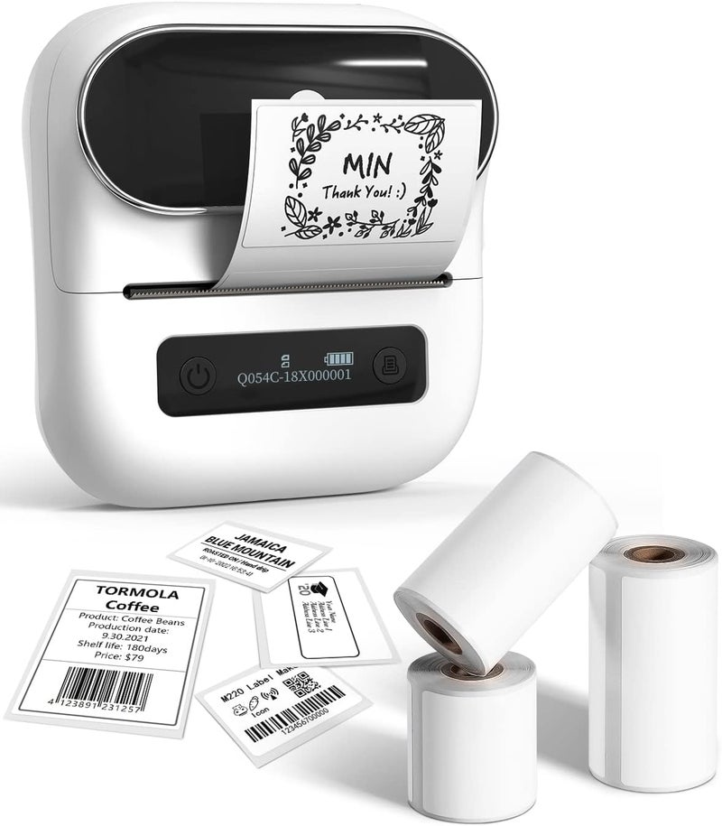 M220 Label Maker, Thermal Label Printer for address, Support mobile&PC, With 3 rolls Labels high quality white - Image 1