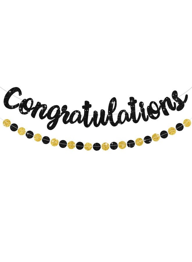 BEISHIDA Black Congratulations Banner(NO-DIY),2024 Graduation Banners, Grad Congrats Class of 2024 Party Supplies,Garland for Congratulation Graduation,Wedding,Retirement Party Decor - Image 1