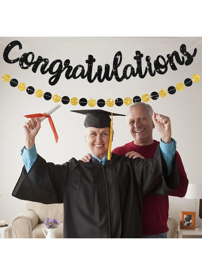 BEISHIDA Black Congratulations Banner(NO-DIY),2024 Graduation Banners, Grad Congrats Class of 2024 Party Supplies,Garland for Congratulation Graduation,Wedding,Retirement Party Decor - Image 5
