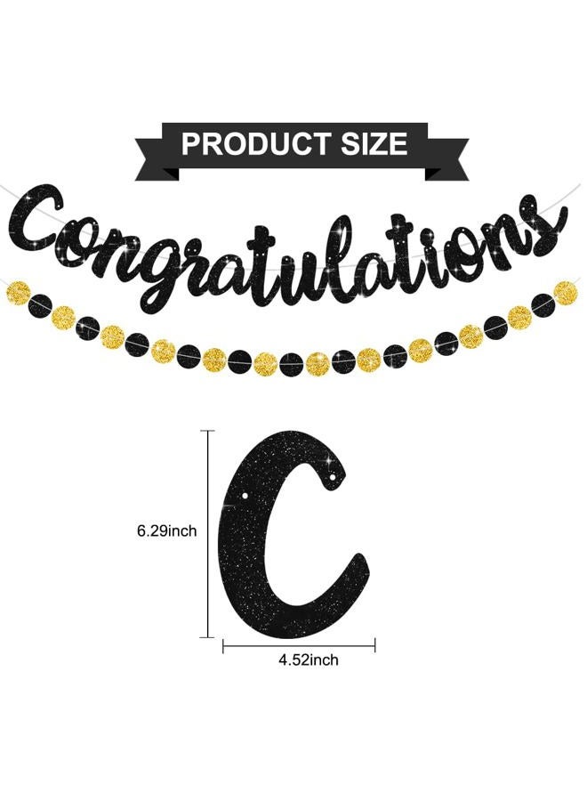 BEISHIDA Black Congratulations Banner(NO-DIY),2024 Graduation Banners, Grad Congrats Class of 2024 Party Supplies,Garland for Congratulation Graduation,Wedding,Retirement Party Decor - Image 2