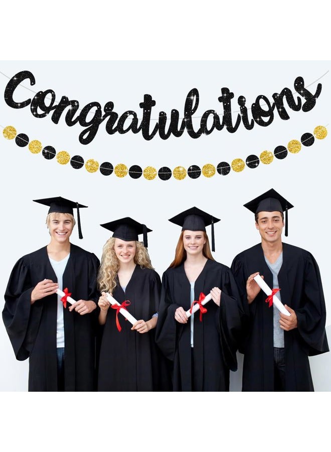 BEISHIDA Black Congratulations Banner(NO-DIY),2024 Graduation Banners, Grad Congrats Class of 2024 Party Supplies,Garland for Congratulation Graduation,Wedding,Retirement Party Decor - Image 4