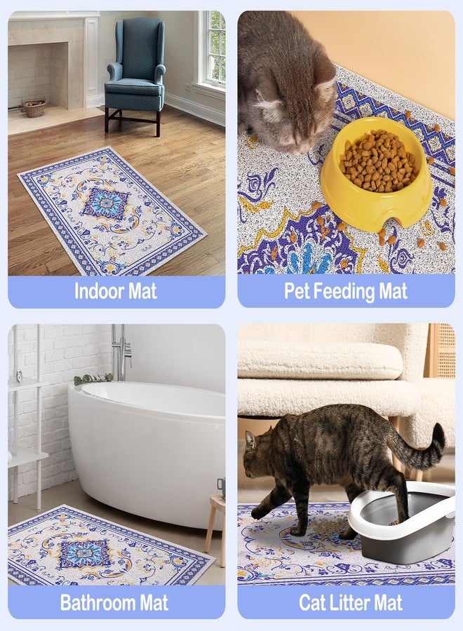 Glittme Cat Litter Mat with Non-Slip Bottom Litter Box Mat 40"x30" Litter Trapping Mat Easy to Clean Washable Cat Food Mat for Kitty,XL - Image 4
