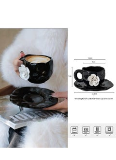 JOSQUEWNN 300ml Handcrafted Petal White Rose Coffee Cup, Afternoon Tea Ceramic Mug, 3D Relief Design Mark Cup, Tea cup with Saucer set, Camellia Coaster for Office and Home, Creative Daisy Cup Saucer for Latte, Tea, Milk, Black  - Image 4