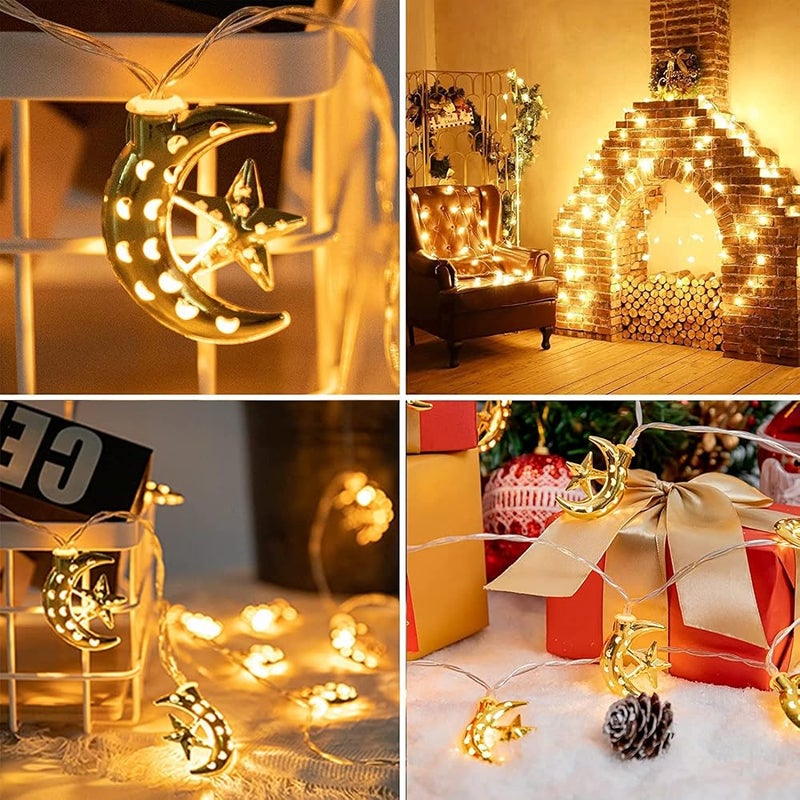 HIGHLAND Moon Star LED String Lights Eid Ramadan Decorations for Home – Ramadan LED String Lights with 10 Bulbs – Ramadan Decorative Lights Indoor Outdoor – Eid LED light string Decorative Accessory - Image 4