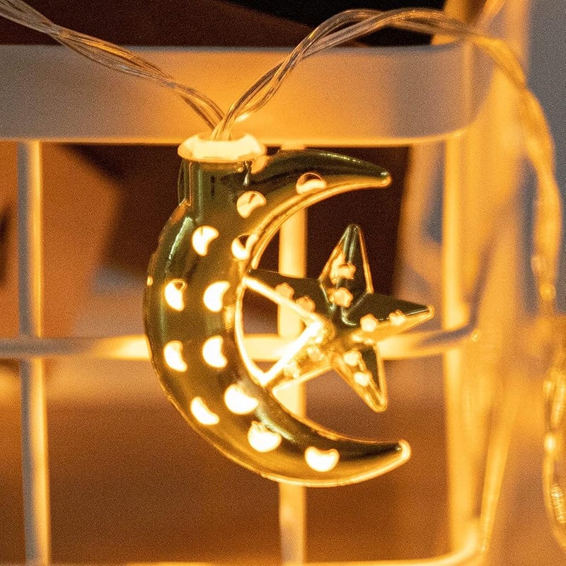 HIGHLAND Moon Star LED String Lights Eid Ramadan Decorations for Home – Ramadan LED String Lights with 10 Bulbs – Ramadan Decorative Lights Indoor Outdoor – Eid LED light string Decorative Accessory - Image 3