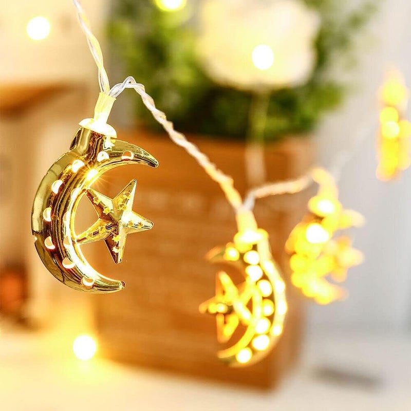 HIGHLAND Moon Star LED String Lights Eid Ramadan Decorations for Home – Ramadan LED String Lights with 10 Bulbs – Ramadan Decorative Lights Indoor Outdoor – Eid LED light string Decorative Accessory - Image 5