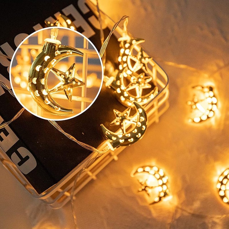 HIGHLAND Moon Star LED String Lights Eid Ramadan Decorations for Home – Ramadan LED String Lights with 10 Bulbs – Ramadan Decorative Lights Indoor Outdoor – Eid LED light string Decorative Accessory - Image 2