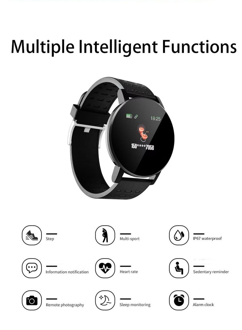 119 Plus Bluetooth Smartwatch Fitness Smartwatch Bluetooth Smart Band with Heart Rate Check Multiple Exercise Modes Time Alarm Clock IPX67 Water-Resistant Sleep Tracking and more Black - Image 3