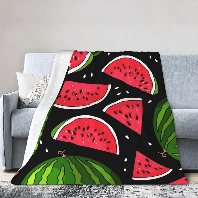 Watermelon Flannel 80"X60" Blanket - Soft and Light All Season Comfort Blanket - Travel, Home Décor - Image 1