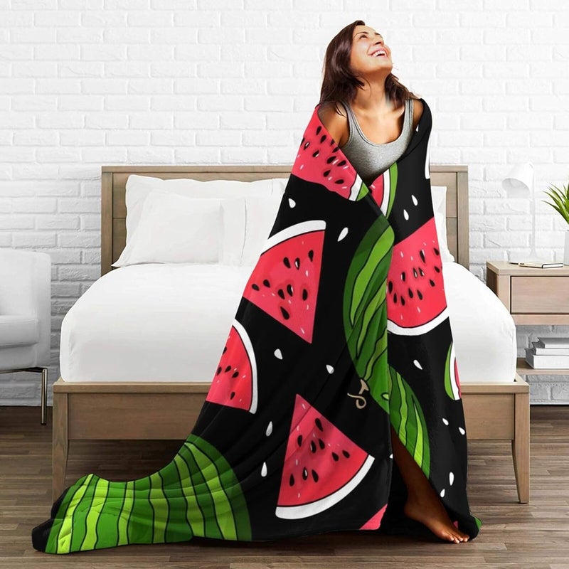 Watermelon Flannel 80"X60" Blanket - Soft and Light All Season Comfort Blanket - Travel, Home Décor - Image 5