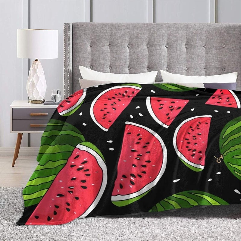 Watermelon Flannel 80"X60" Blanket - Soft and Light All Season Comfort Blanket - Travel, Home Décor - Image 4