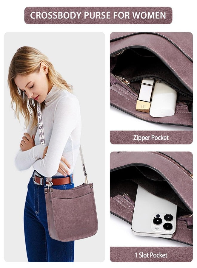 BAVERGE Purses for Women 3PCS, Crossbody Bags Set Large Leather Purse Shoulder Handbags with Wallet Adjustable Straps for Ladies Tote, Dark Purple, Medium-12.2", Solid - Image 2