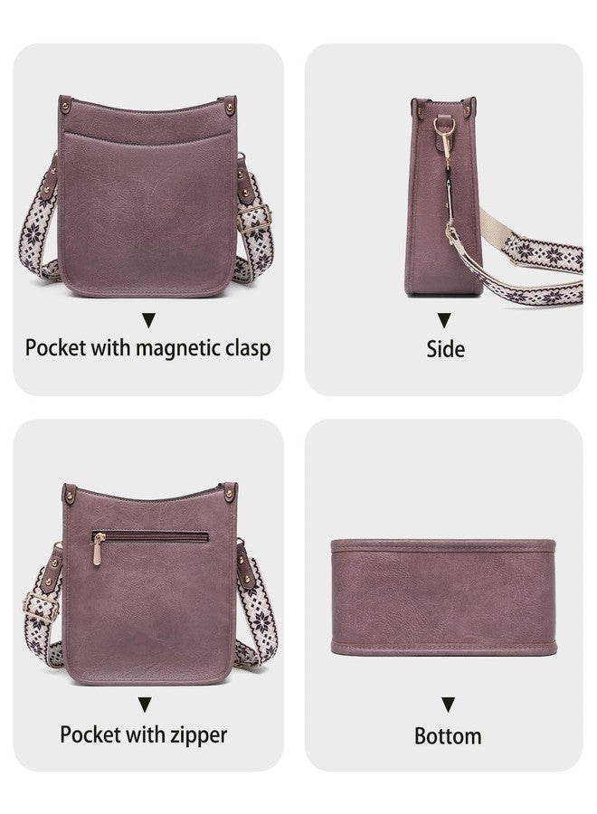 BAVERGE Purses for Women 3PCS, Crossbody Bags Set Large Leather Purse Shoulder Handbags with Wallet Adjustable Straps for Ladies Tote, Dark Purple, Medium-12.2", Solid - Image 3