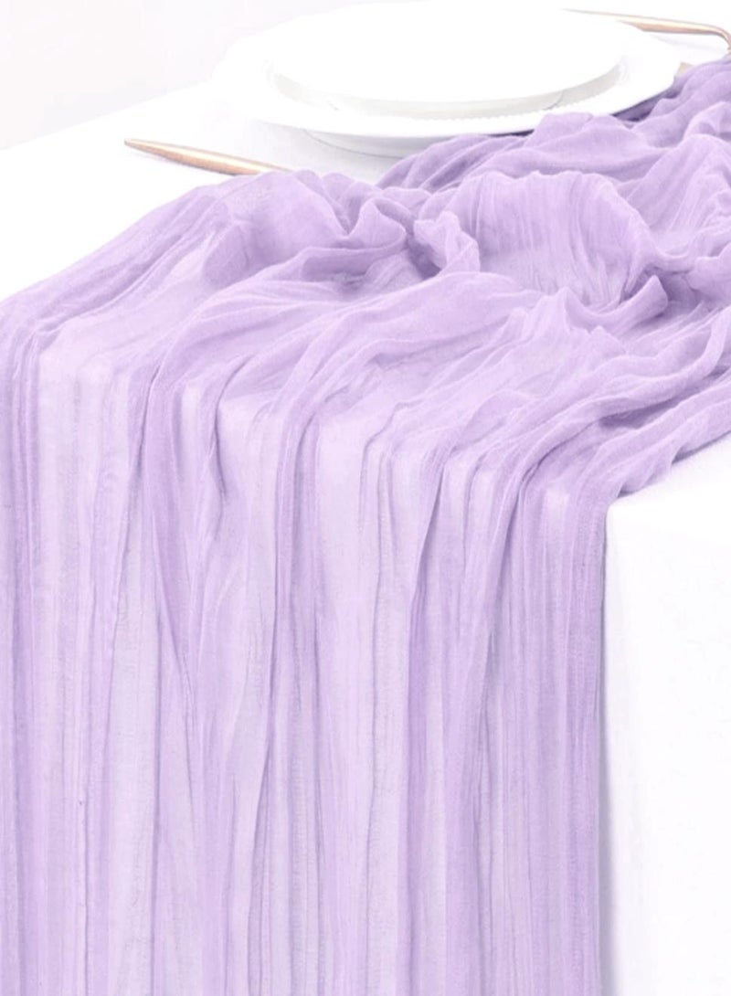 KHAJUL 3*0.9M Cheesecloth Table Runner Set, Soft Gauze Fabric Table Decor for Wedding Party Dining, Boho Style Decoration ( Purple) - Image 2