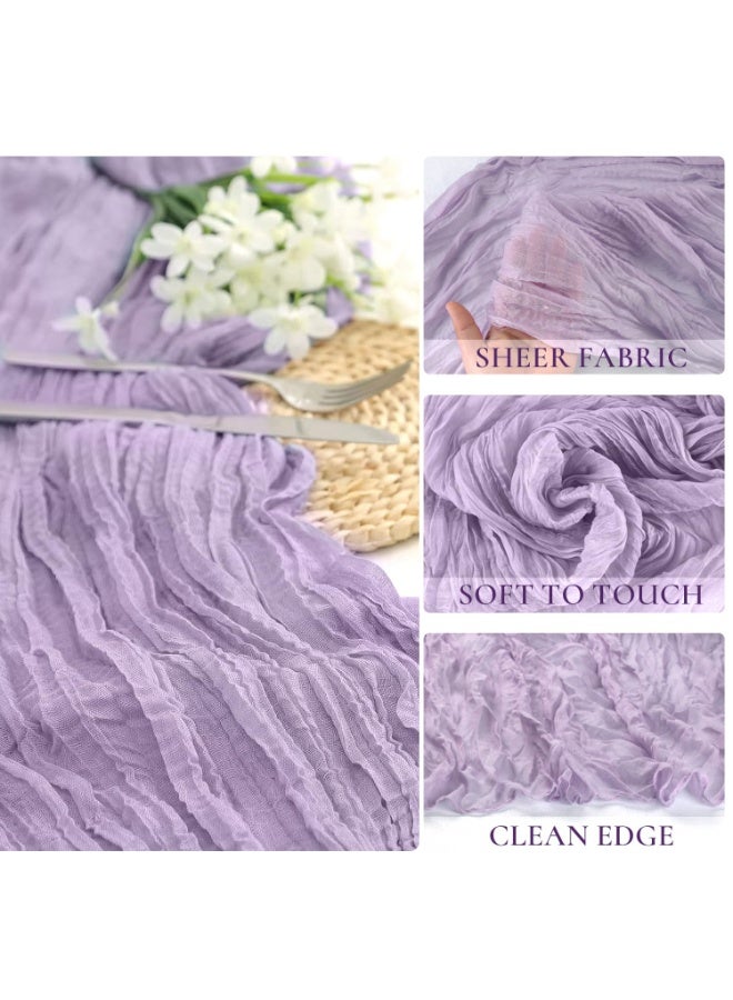 KHAJUL 3*0.9M Cheesecloth Table Runner Set, Soft Gauze Fabric Table Decor for Wedding Party Dining, Boho Style Decoration ( Purple) - Image 5