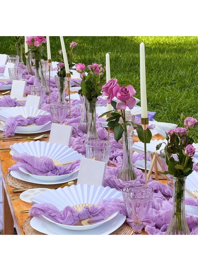 KHAJUL 3*0.9M Cheesecloth Table Runner Set, Soft Gauze Fabric Table Decor for Wedding Party Dining, Boho Style Decoration ( Purple) - Image 4