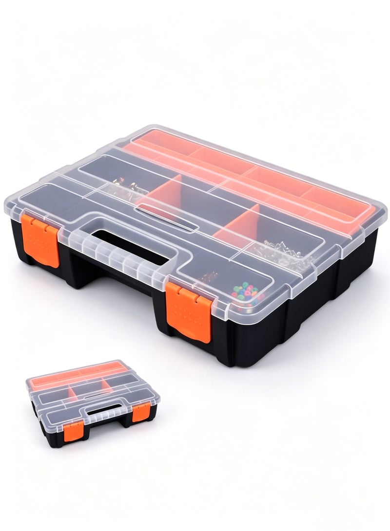 AETHER Manual Components Storage Box With Clear Lid And Removable Dividers For Small Parts Organization Portable Tool Box (29x22x5.8 cm) - Image 1