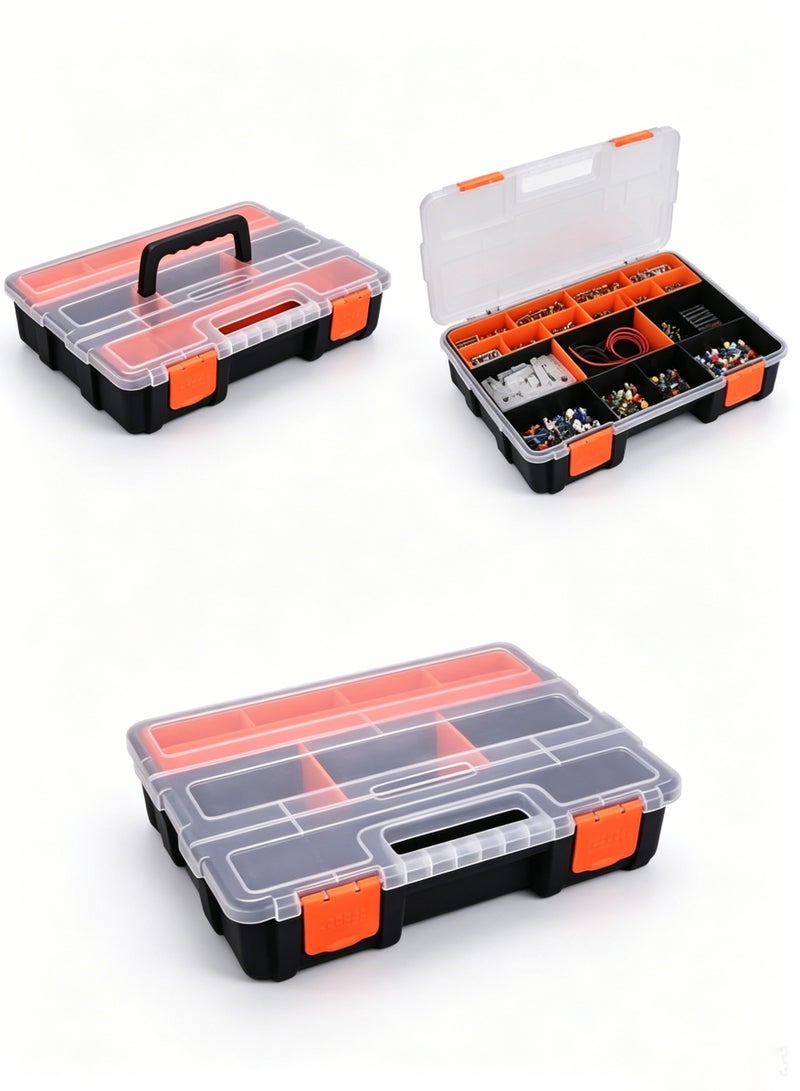 AETHER Manual Components Storage Box With Clear Lid And Removable Dividers For Small Parts Organization Portable Tool Box (29x22x5.8 cm) - Image 3