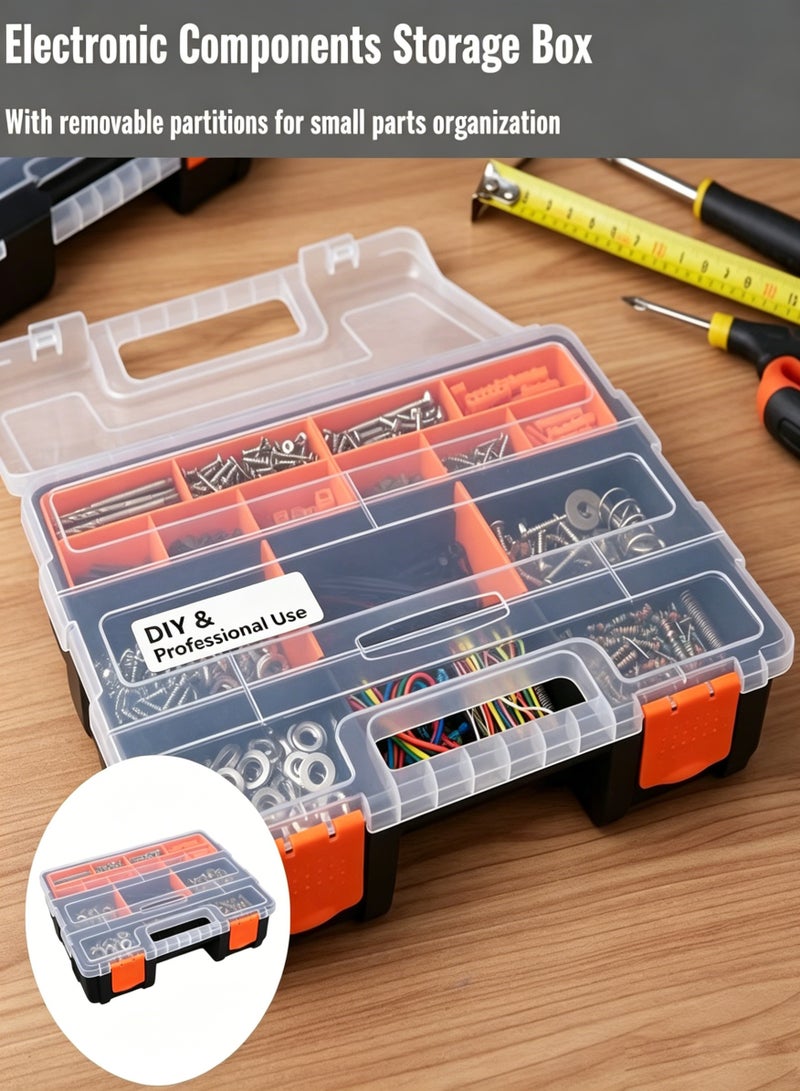AETHER Manual Components Storage Box With Clear Lid And Removable Dividers For Small Parts Organization Portable Tool Box (29x22x5.8 cm) - Image 5
