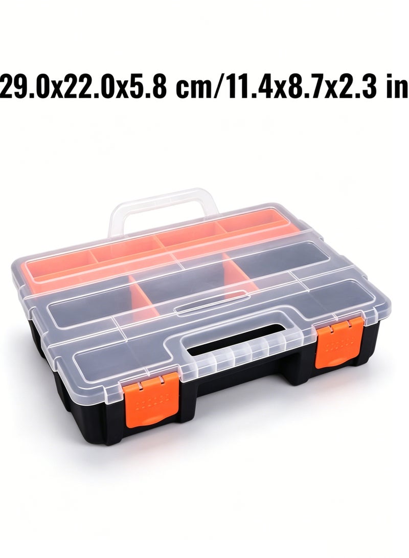 AETHER Manual Components Storage Box With Clear Lid And Removable Dividers For Small Parts Organization Portable Tool Box (29x22x5.8 cm) - Image 2