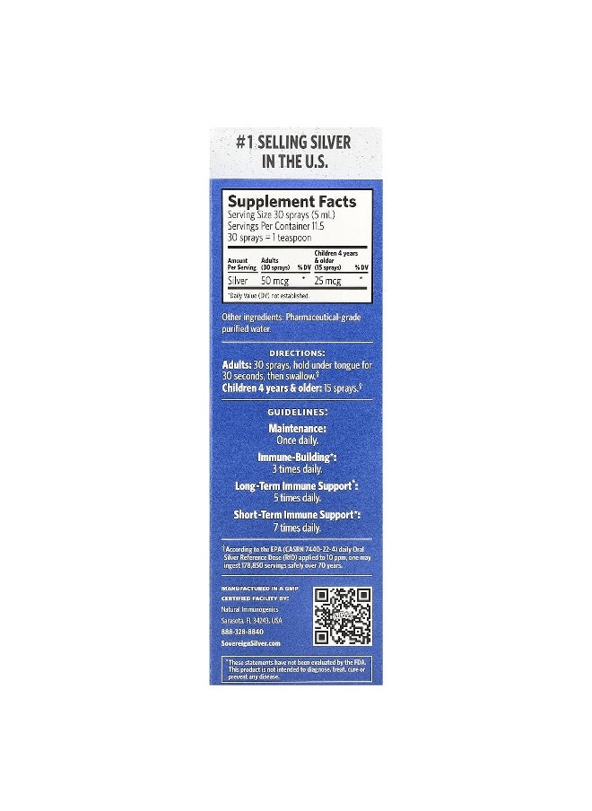 Sovereign Silver Sovereign Silver, Bio-Active Silver Hydrosol™, Fine Mist Spray, 10 PPM, 2 fl oz (59 ml)  - Image 2