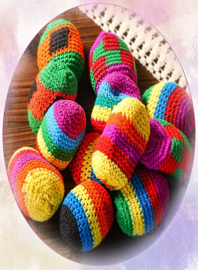 Yunsailing Knit Sack Balls Knitted Kickball Soft Juggling Balls Multicolored Crochet Geometric Pattern Foot Bag Kick Sack for Adults Easter Game Random Color(48 Pieces) - Image 3
