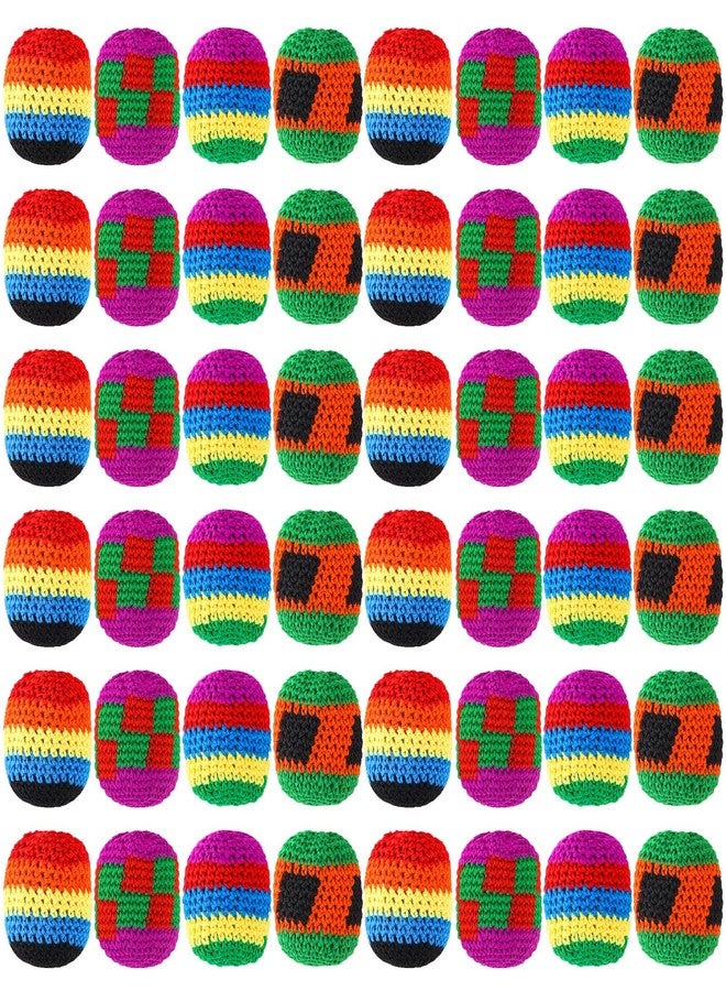 Yunsailing Knit Sack Balls Knitted Kickball Soft Juggling Balls Multicolored Crochet Geometric Pattern Foot Bag Kick Sack for Adults Easter Game Random Color(48 Pieces) - Image 1