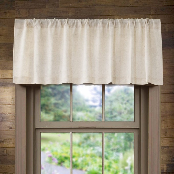 LINEN VALANCE FOR KITCHEN ROD POCKET RUSTIC FARMHOUSE CRUDE WINDOW CURTAIN VALANCES 18 INCH LENGTH FOR BATHROOM LIVING ROOM NATURAL 1 PANEL