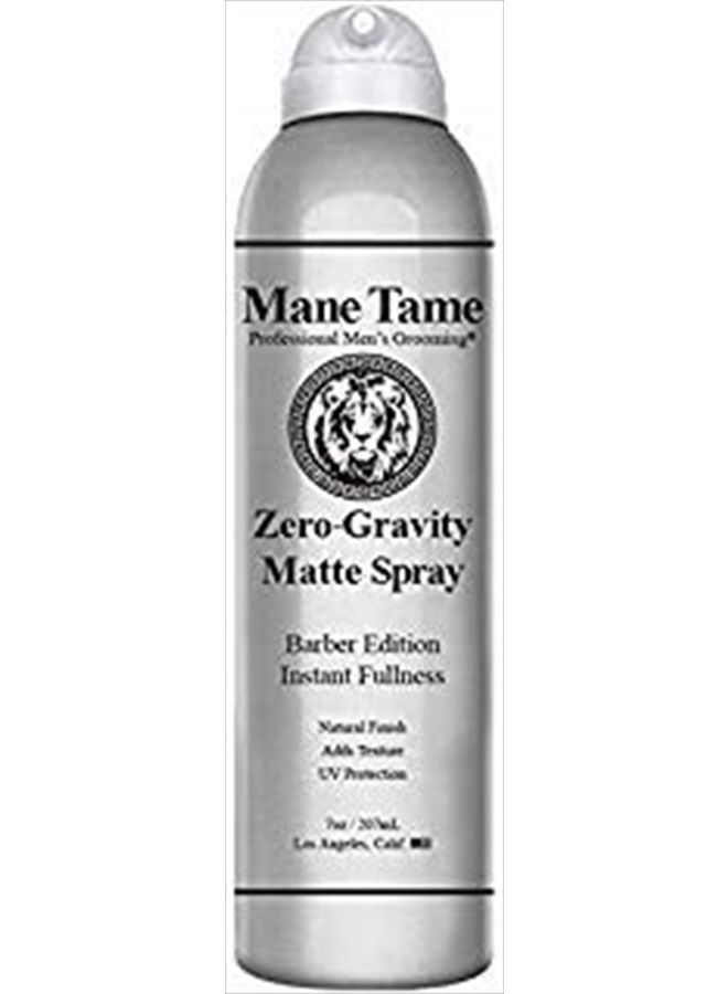 Mane Tame Professional Men's Grooming بخاخ مان تيم زيرو غرافيتي بملمس غير لامع 7 أونص - يضيف امتلاءً فوريًا، وحجمًا، وملمسًا وحماية من الأشعة فوق البنفسجية. مكثف للشعر، الأفضل استخدامه كبخاخ تصفيف بلمسة غير لامعة.