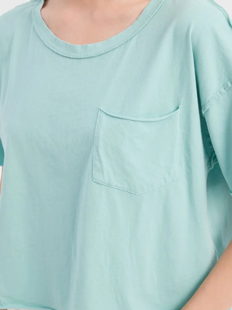 Hiccup Blue Basic Woven Round Neck Short Sleeve T-Shirt for Women | Best Price UAE