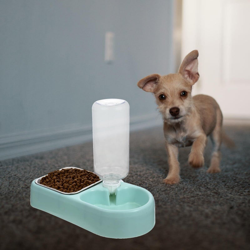 Blue Hanging Dog Feeder with Detachable Water Bowl Set for Cage Use - Image 5