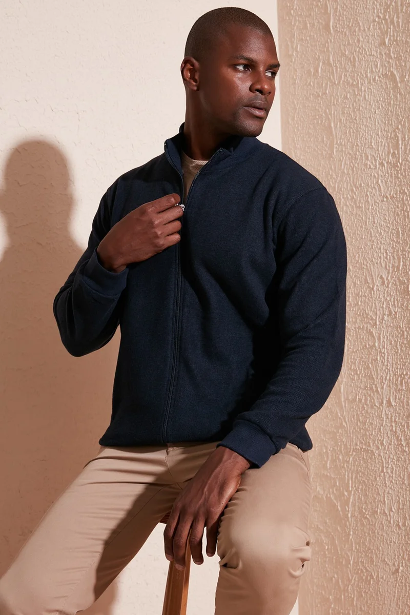 Buratti Cotton Zippered Pocket Turtleneck Cardigan Men's Cardigan 456210
