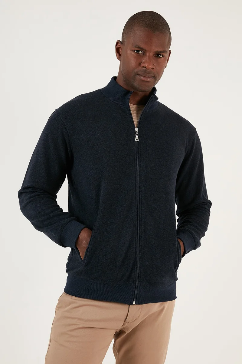 Buratti Cotton Zippered Pocket Turtleneck Cardigan Men's Cardigan 456210