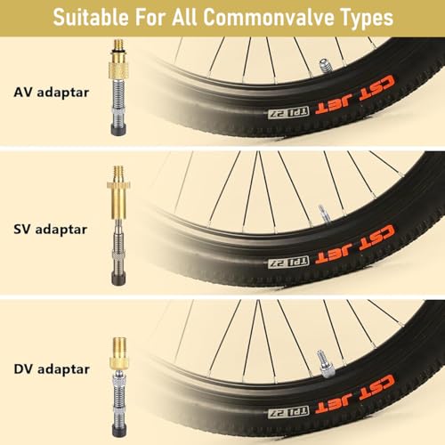 STHIRA® Bicycle Presta Schrader Valve Adaptor, 16PCS Brass Bike Pump Adapters, Ball Pump Needle, Balloon Inflatable Nozzle Inflator Adapter, Air Pump Accessories for Standard Pump - Image 3