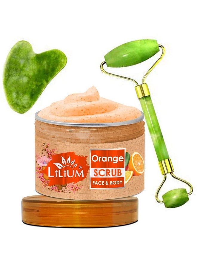 Lilium Orange Face & Body Scrub & Double Side Face Roller (250g) - Image 1