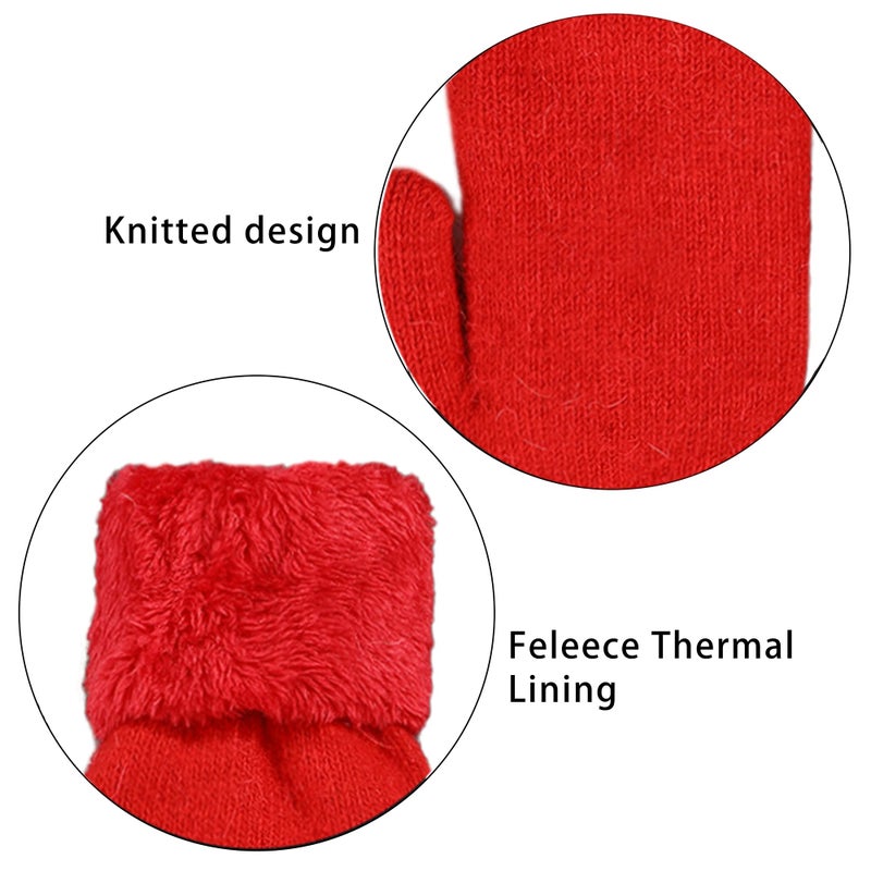 Eohak Women Men Winter Gloves Warm Lining - Winter Knitted Mittens Gloves Cold Weather Gloves - Image 4