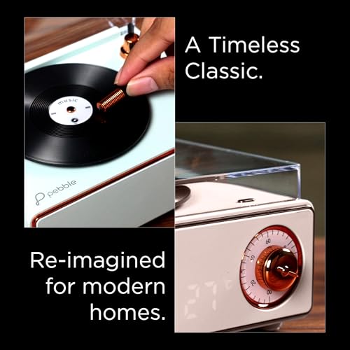 Pebble Newly Launched Disc Retro Bluetooth Speaker with Clock | Rotating Disk LP Design| 8W Sound | 1200mAh Battery | TypeC Charging | Premium Build - Pink - Image 2