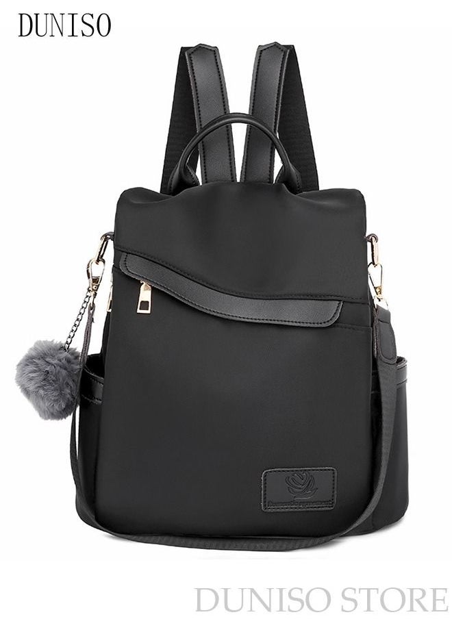 DUNISO Vintage Waterproof Travel Backpack For Women Large Capacity Daypack School Backpack Anti Theft Double Shoulder Backpack For College Girls Students Black  - Image 2