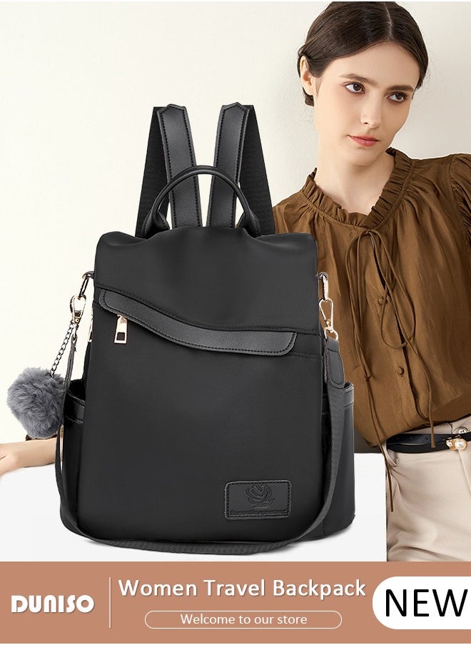 DUNISO Vintage Waterproof Travel Backpack For Women Large Capacity Daypack School Backpack Anti Theft Double Shoulder Backpack For College Girls Students Black  - Image 1