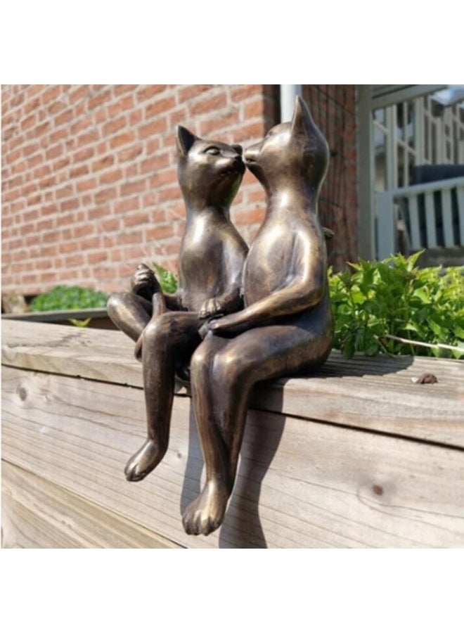 Loving Couple Cats Kiss Dating Statue Modern Minimalist Desktop Resin Crafts Ornaments Home Garden Decoration Christmas Gift 
