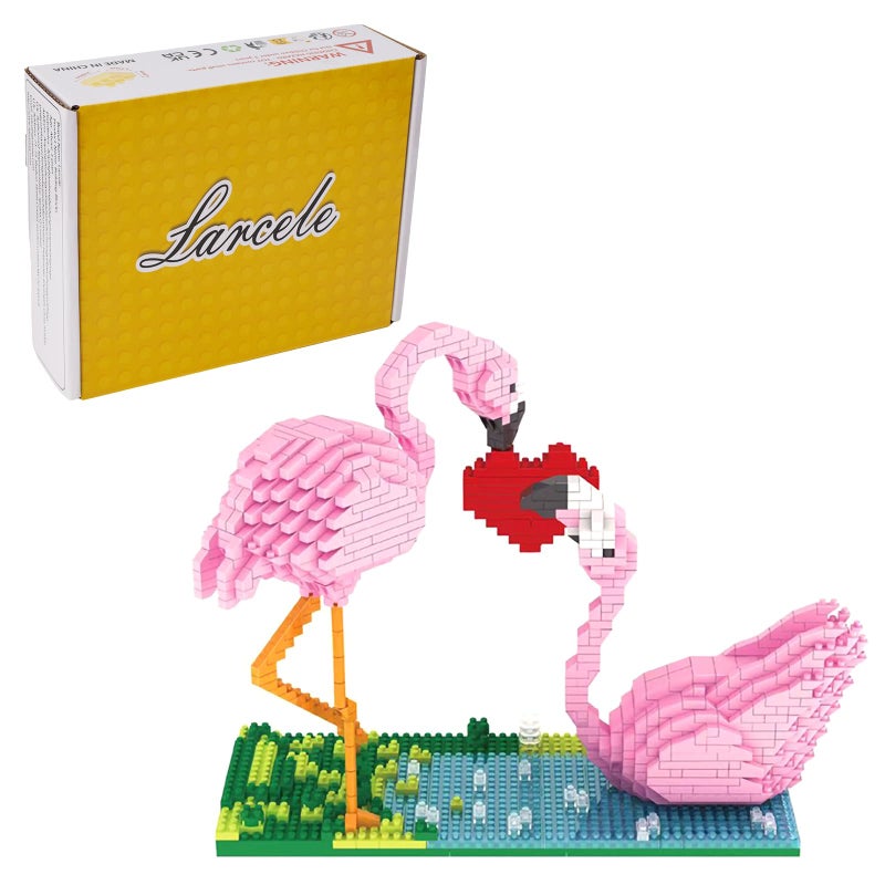 Larcele Micro Building Blocks Mini Building Toy Bricks1500 Pieces KLJM02 Flamingo - Image 3
