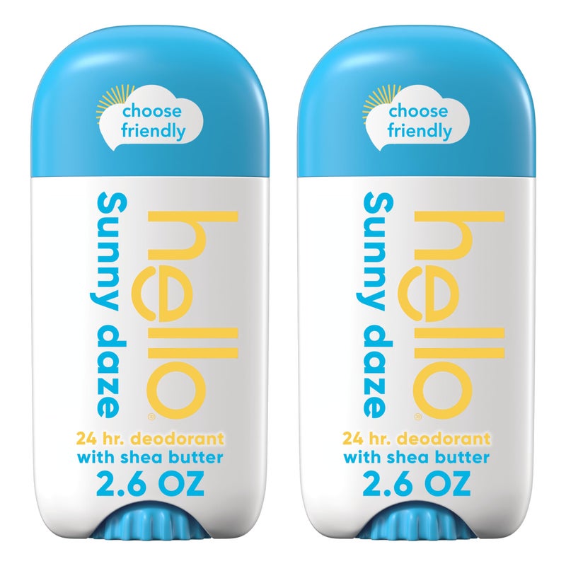 hello Sunny Daze Aluminum Free Deodorant for Women and Men with Shea Butter, 24-Hour Freshness, Baking Soda Free Deodorant, Dermatologically Tested, 2.6 oz Stick, 2 pack - Image 1